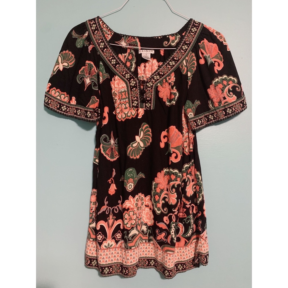 HANNAH | Boho/Bohemian Floral Print Blouse - M